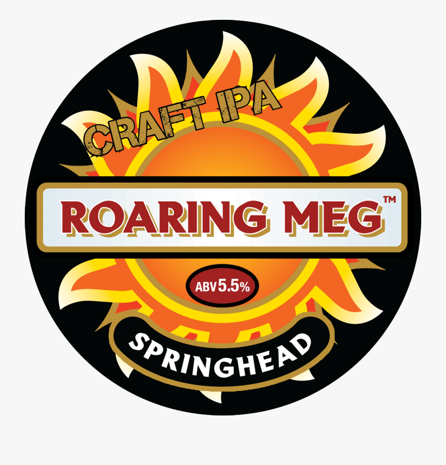 Roaring Meg Keg Badge Circular - Springhead Brewery, Transparent Clipart