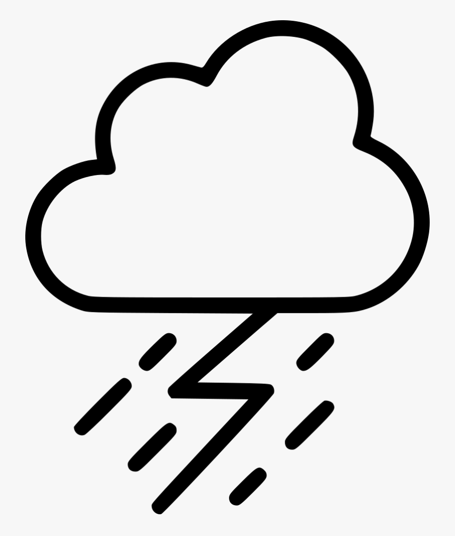 Cloud Lightening Storm - Line Art, Transparent Clipart