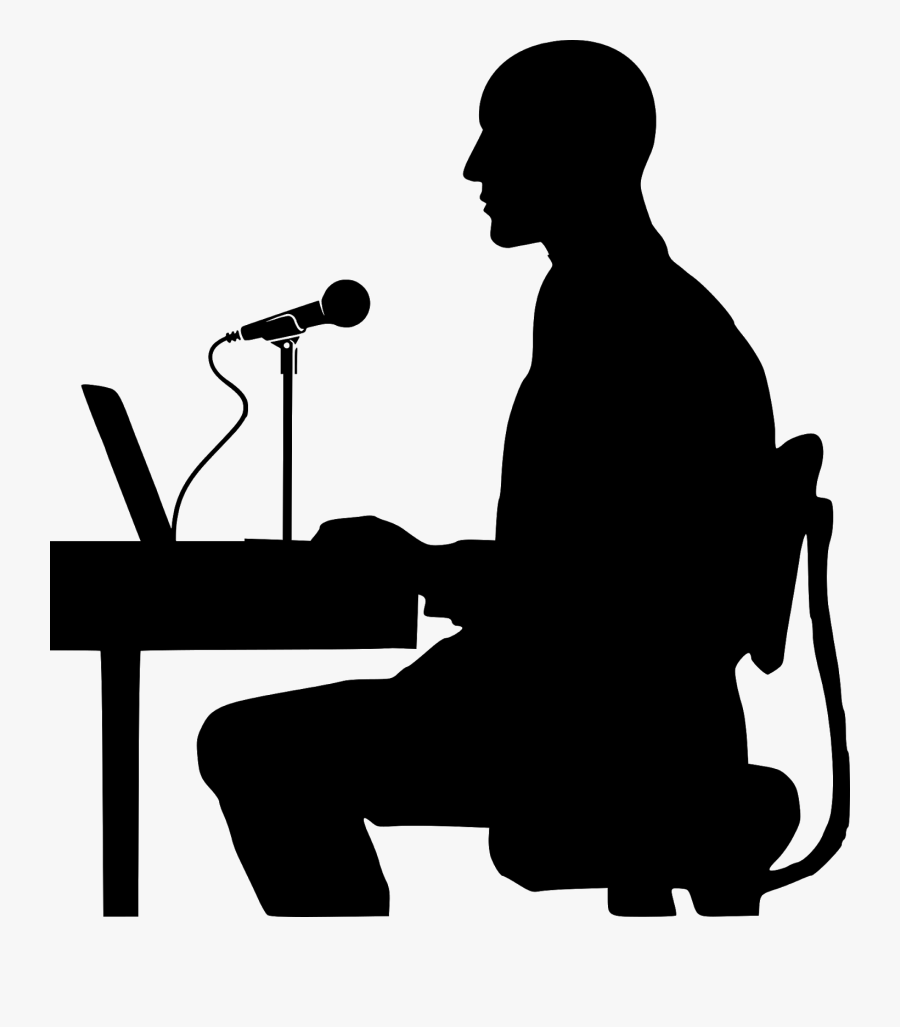 Ambassador, Introduction, Microphone, Speech, Ceo, - Person On Computer Silhouette, Transparent Clipart