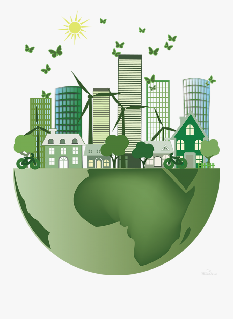 Vector Energy Saving Caring For The Earth Print - Green Smart City, Transparent Clipart