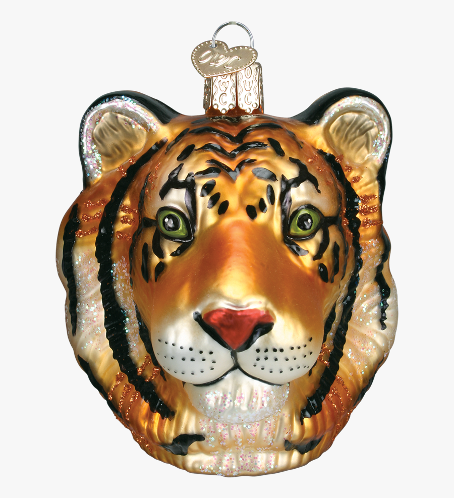 Old Word Christmas Tiger Head Glass Ornament, Owc-old - Tiger Ornament, Transparent Clipart