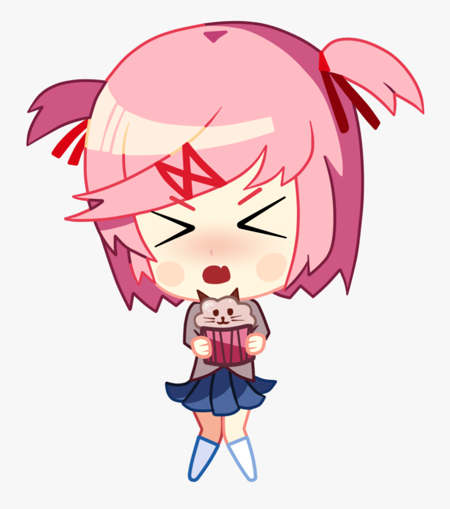 Ddlc Sticker Png Clip Art Freeuse Library - Doki Doki Literature Club Chibi Natsuki, Transparent Clipart