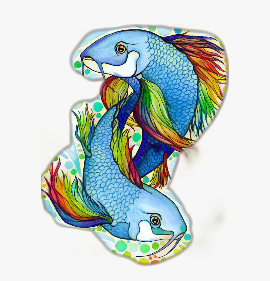 #beautiful #multicolored #rainbow #pieces #flowing - Pisces Fish Painting, Transparent Clipart