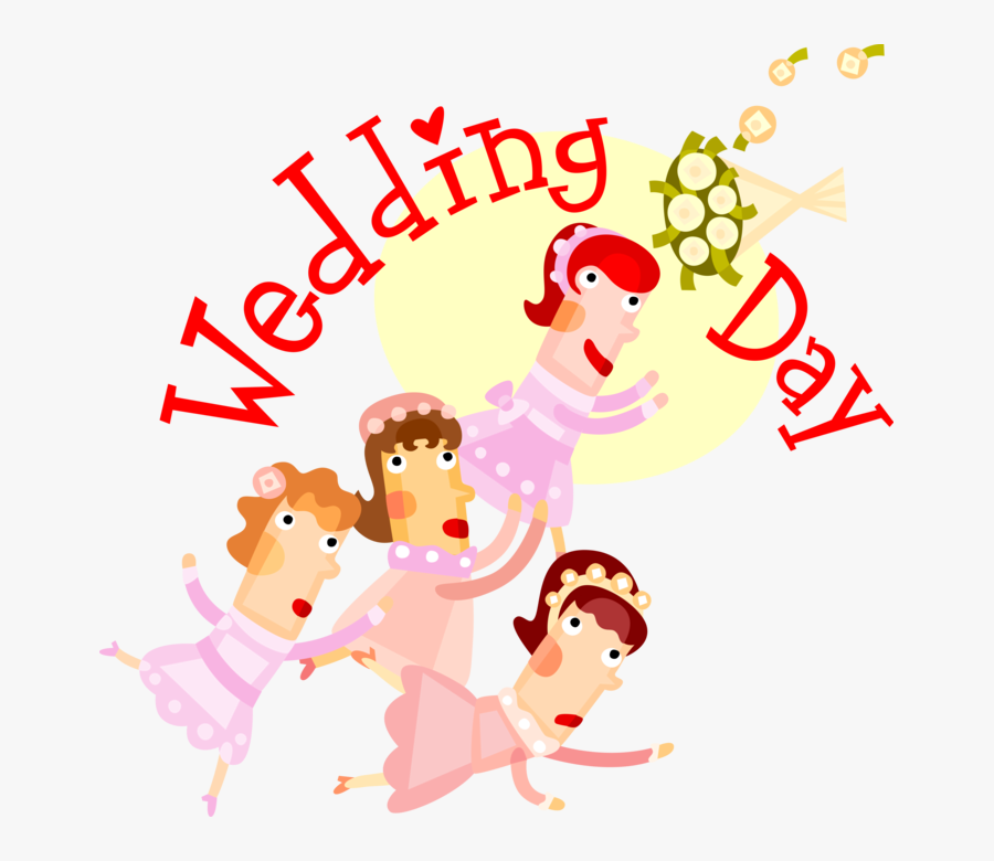 Vector Illustration Of Wedding Day Bridesmaids Scramble - Wedding, Transparent Clipart