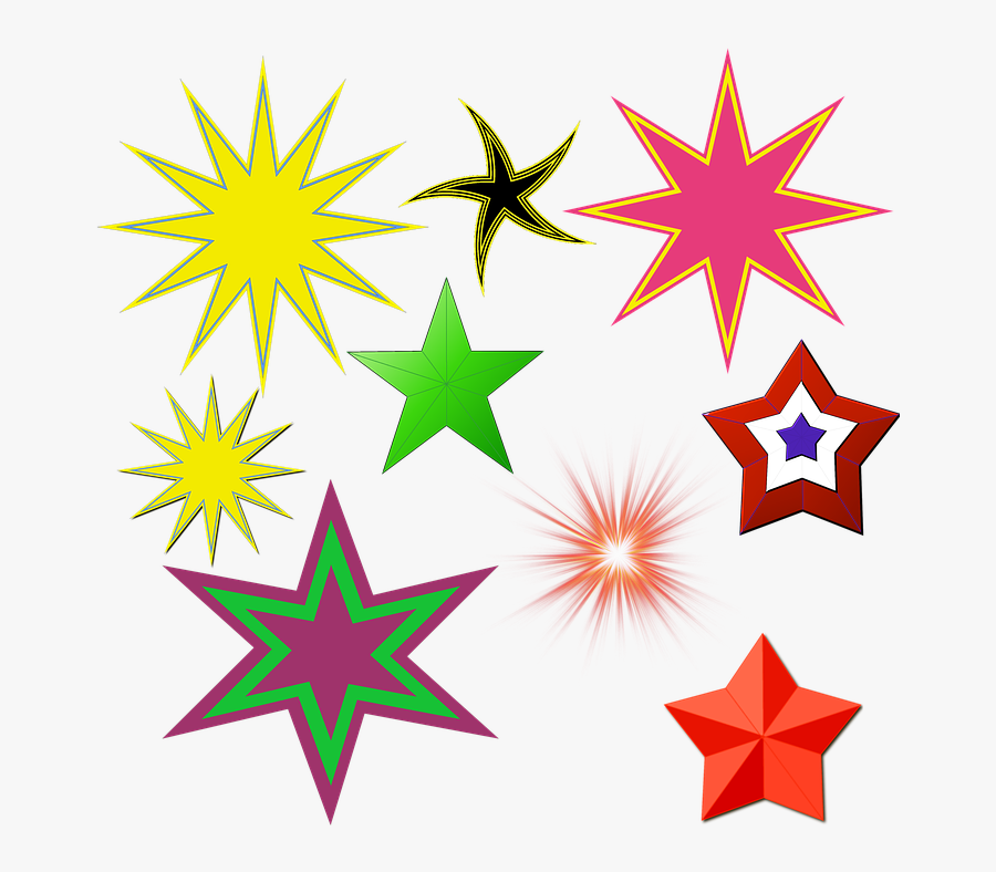 Stars, Design, Glowing, Shining, Pointed, Various - Spur Rowel, Transparent Clipart