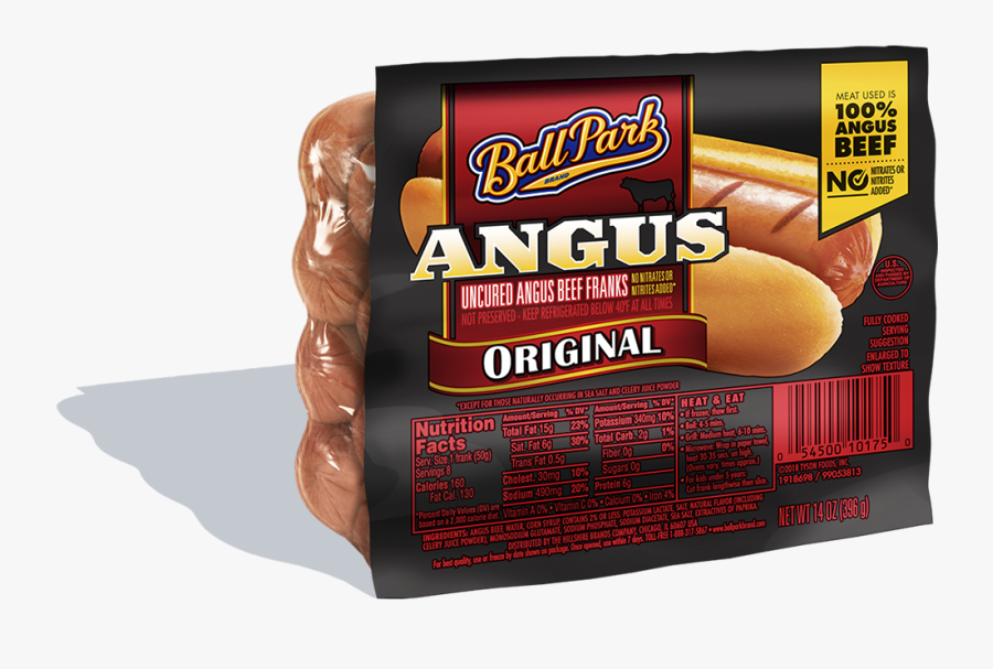 Ball Park Angus Beef Hot Dogs - Ball Park Hot Dogs, Transparent Clipart