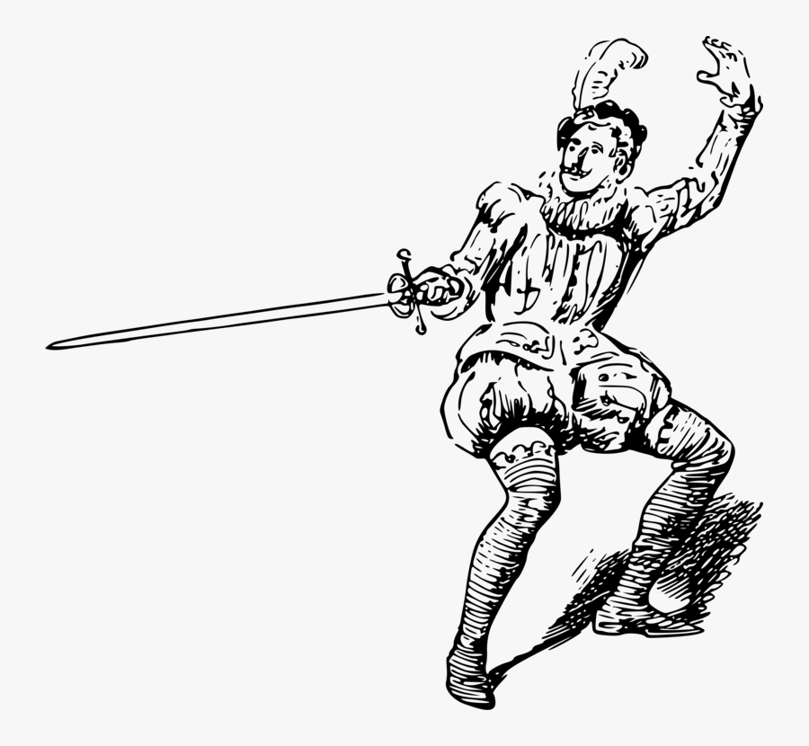 Art,monochrome Photography,figure Drawing - Warrior With Sword Drawing, Transparent Clipart