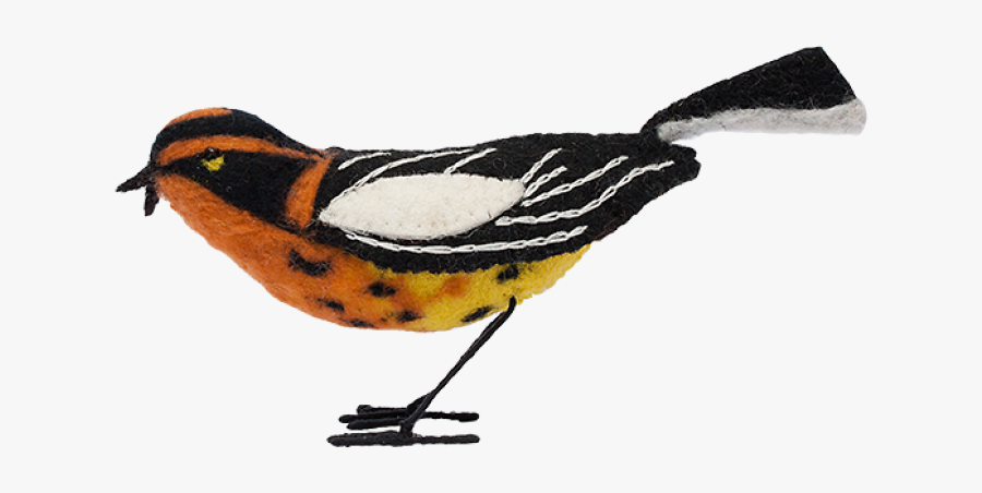Felt Bird, Blackburnian Warbler By Gold Leaf Design - Chickadee, Transparent Clipart