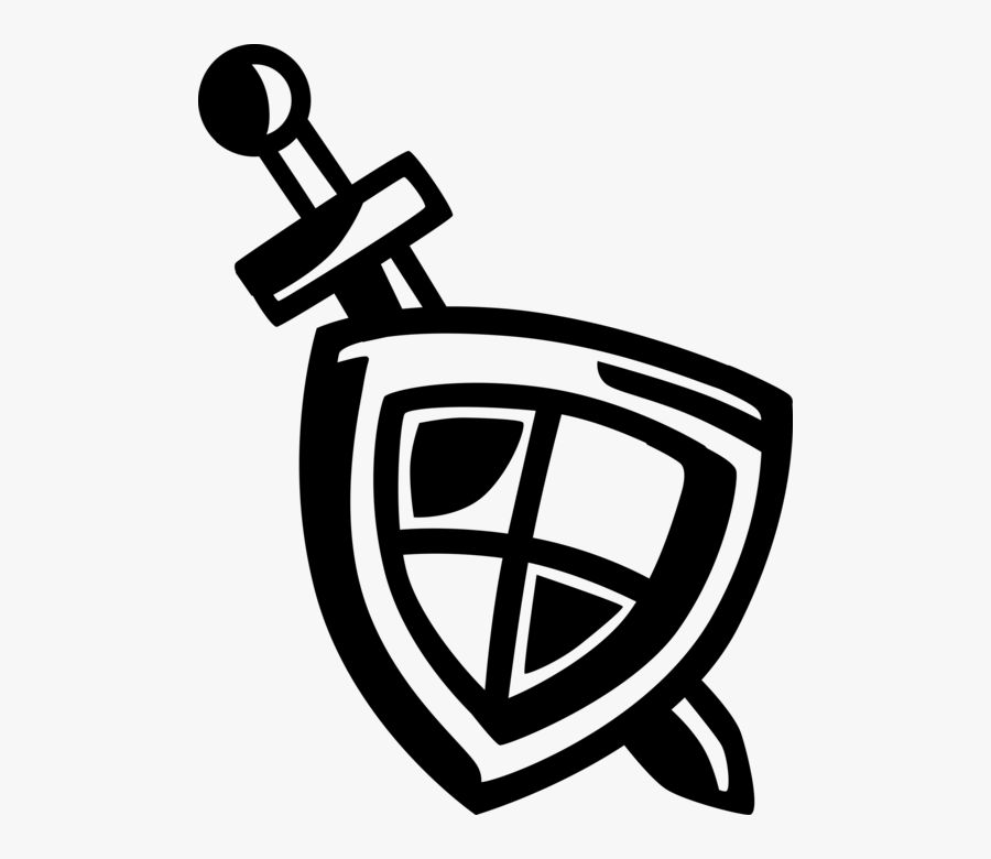 Vector Illustration Of Middle Ages Medieval Sword And - Middle Ages Shield Transparent Drawing, Transparent Clipart