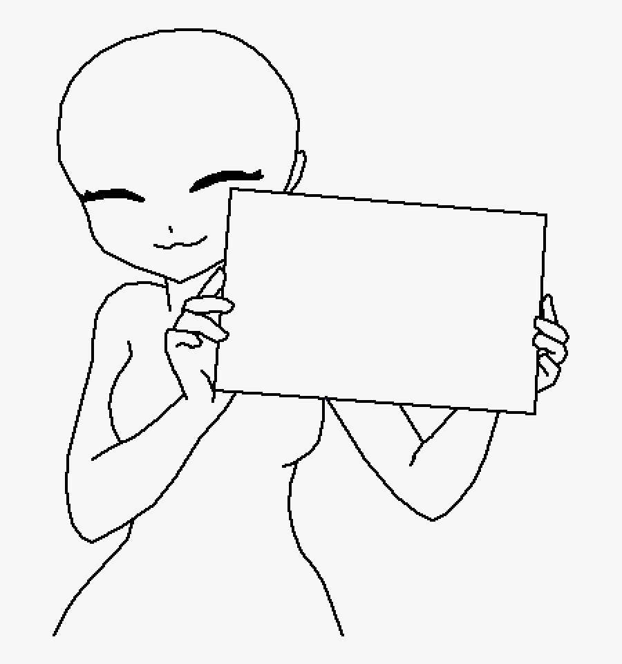 Girl Holding A Sign Drawing, Transparent Clipart