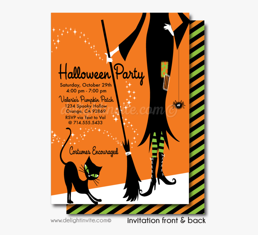 Clip Art Halloween Tagged Cute Witch - Halloween Cute Witch Invitations, Transparent Clipart