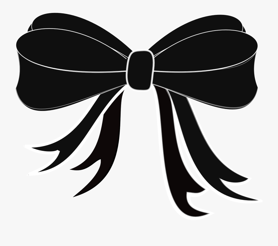 Ribbon Black Bow Free Picture - Ribbon Black And White, Transparent Clipart