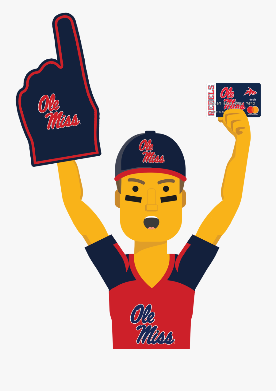 Ole Miss Ultimate Fan Holding The Ole Miss Fancard - Mississippi State University, Transparent Clipart