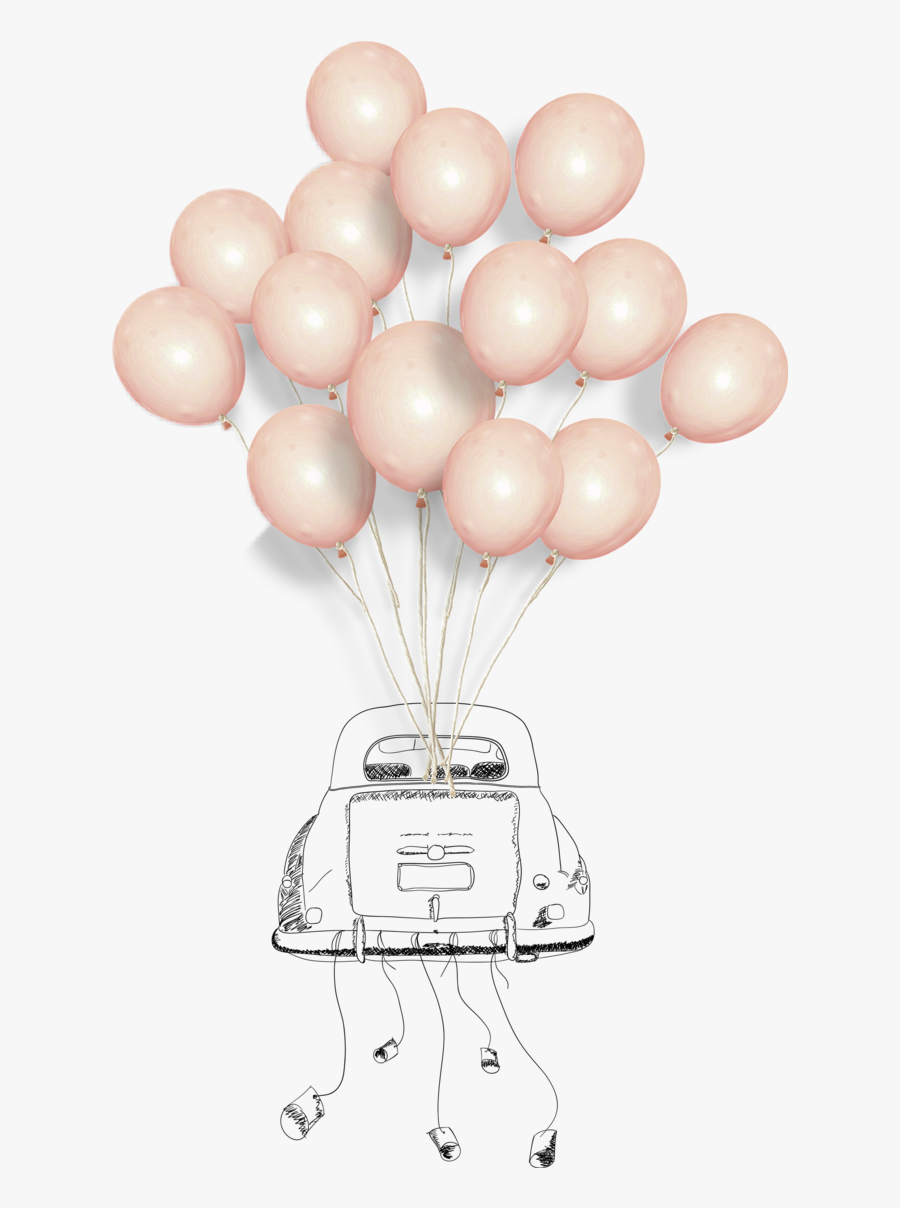 #car #balloons #justmarried - Just Married Balloons Car Sketch, Transparent Clipart