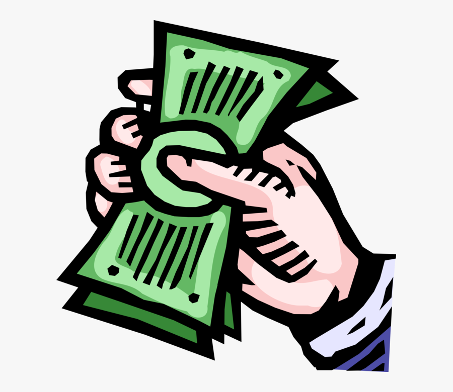 Vector Illustration Of Hand Grasps Cash Dollar Bill - Bargeld Clipart, Transparent Clipart