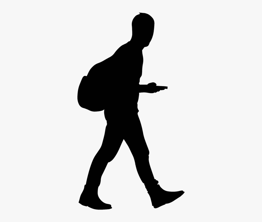 Man, Walking, Silhouette, Bag - Person Walking Silhouette Png, Transparent Clipart