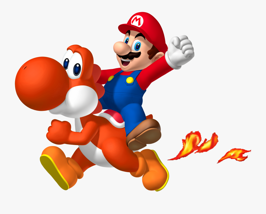 Yoshi And Mario - Red Yoshi And Mario, Transparent Clipart