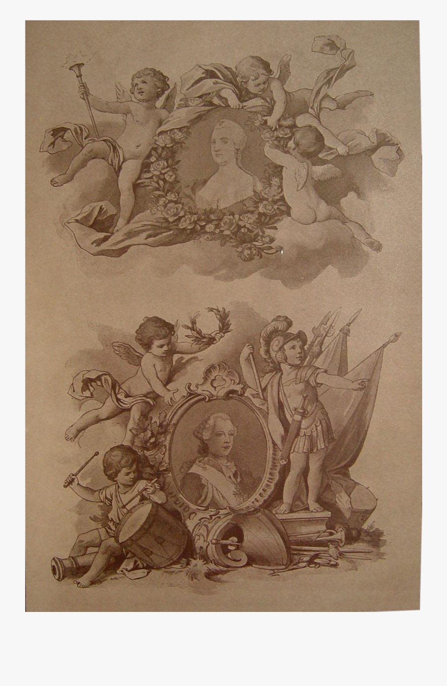 Sepia Drawing Cherub - Cherubs Antique Draw, Transparent Clipart