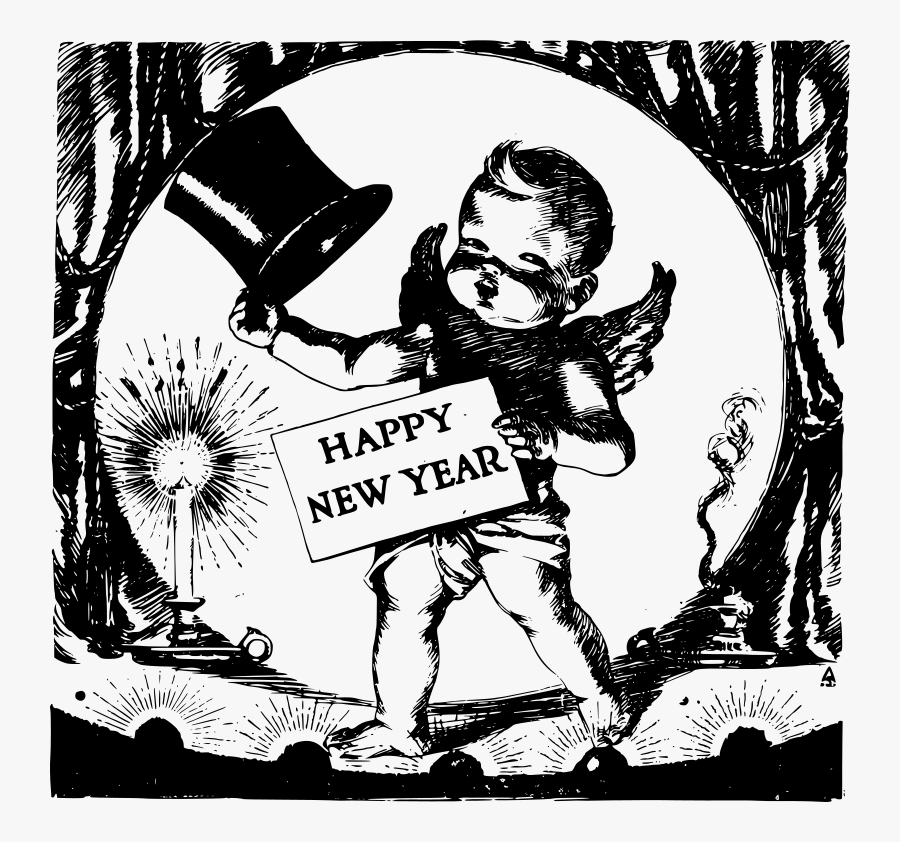 Happy New Year - New Years Cartoon Drawings, Transparent Clipart