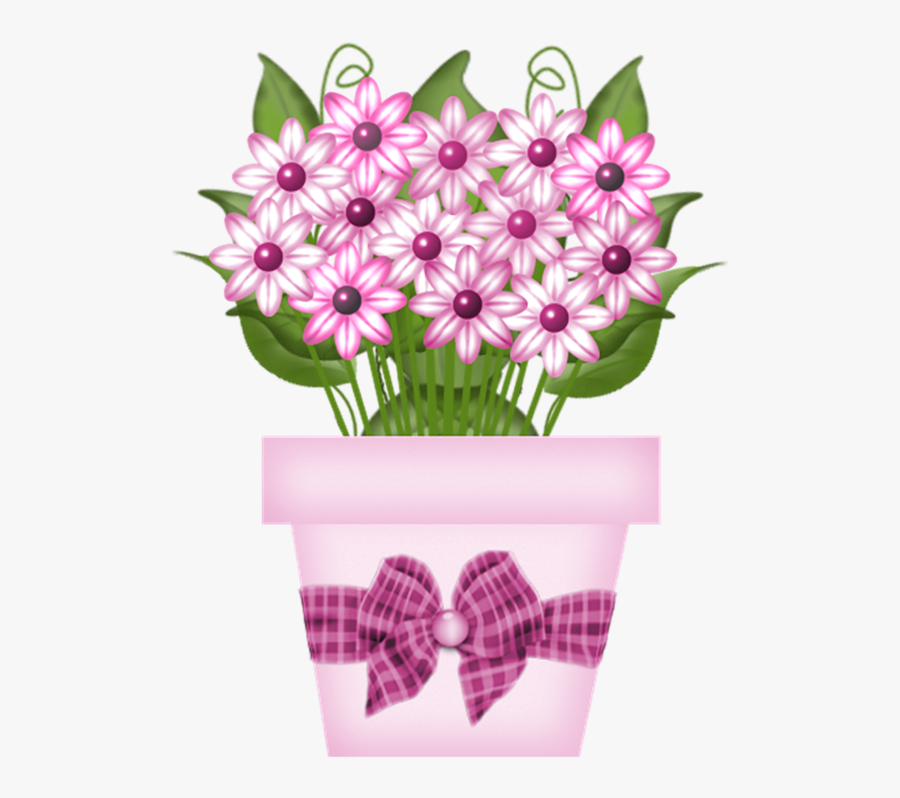 Pink Flowers In Pot Clipart, Transparent Clipart