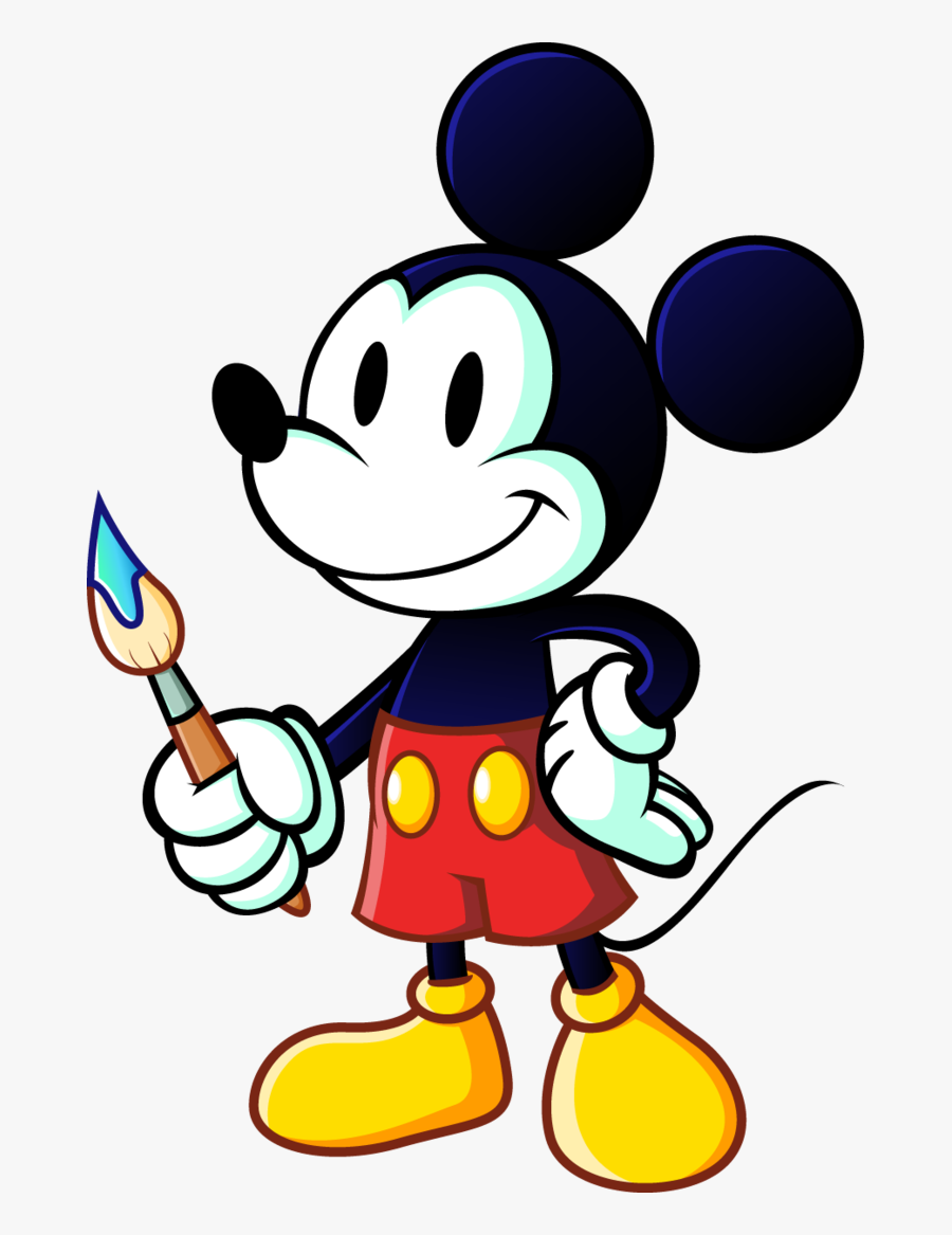 Transparent Mouse Finger Png - Mickey Mouse With Paint Brush, Transparent Clipart