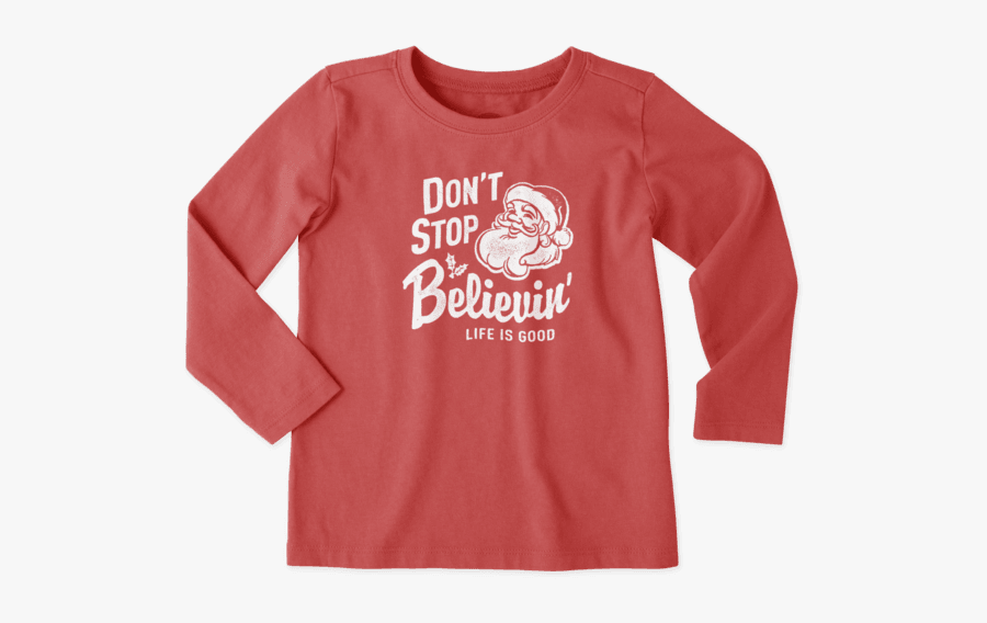 Toddler Don"t Stop Believin Santa Long Sleeve Crusher - Long-sleeved T-shirt, Transparent Clipart