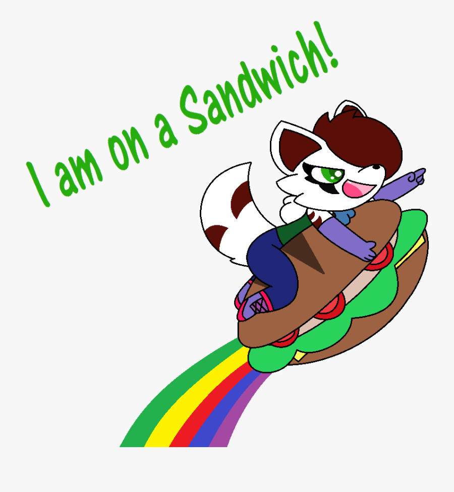 Marshmellow Riding A Sandwich - Cartoon, Transparent Clipart