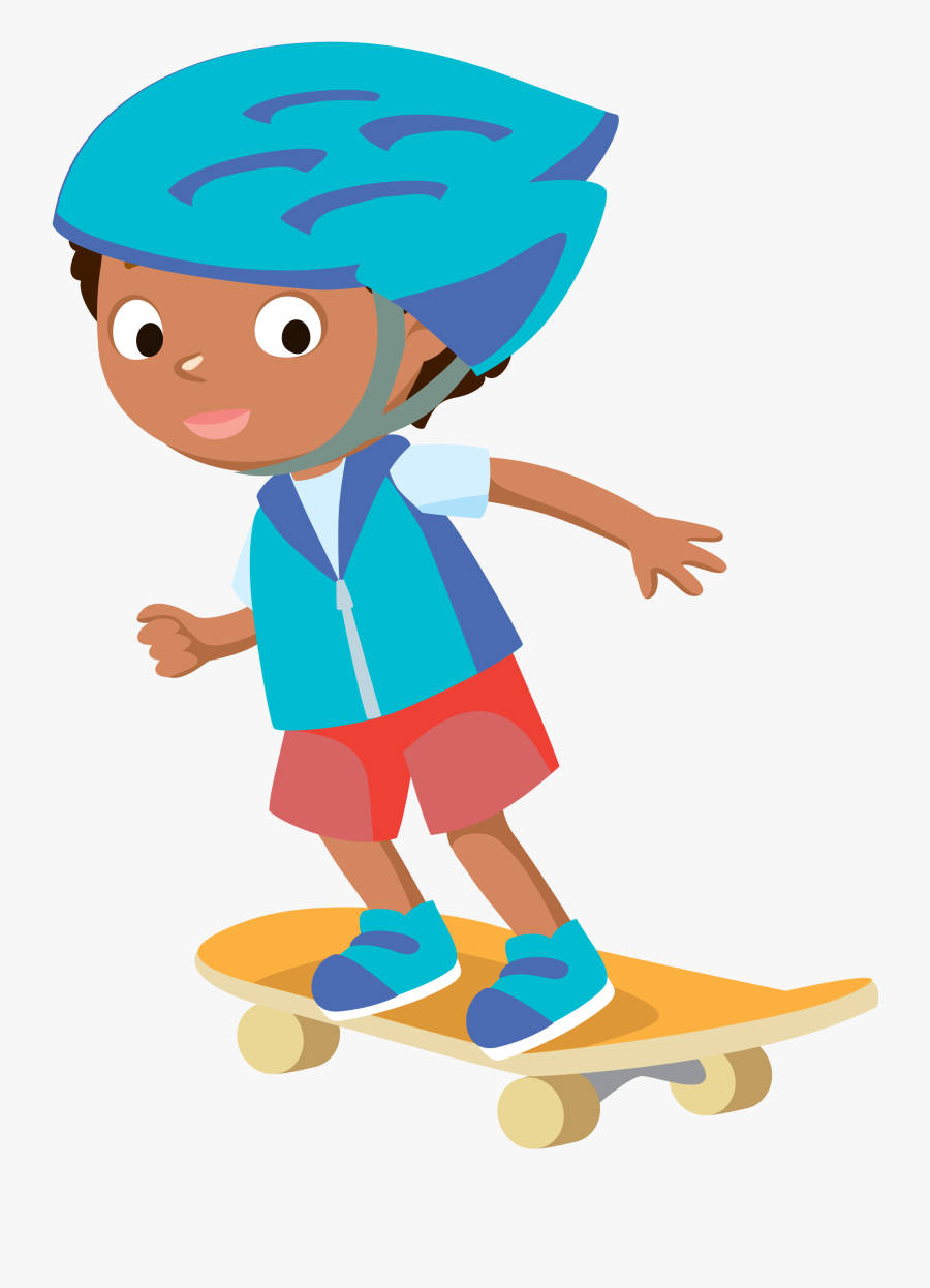 Boy Skateboarding - Cartoon, Transparent Clipart