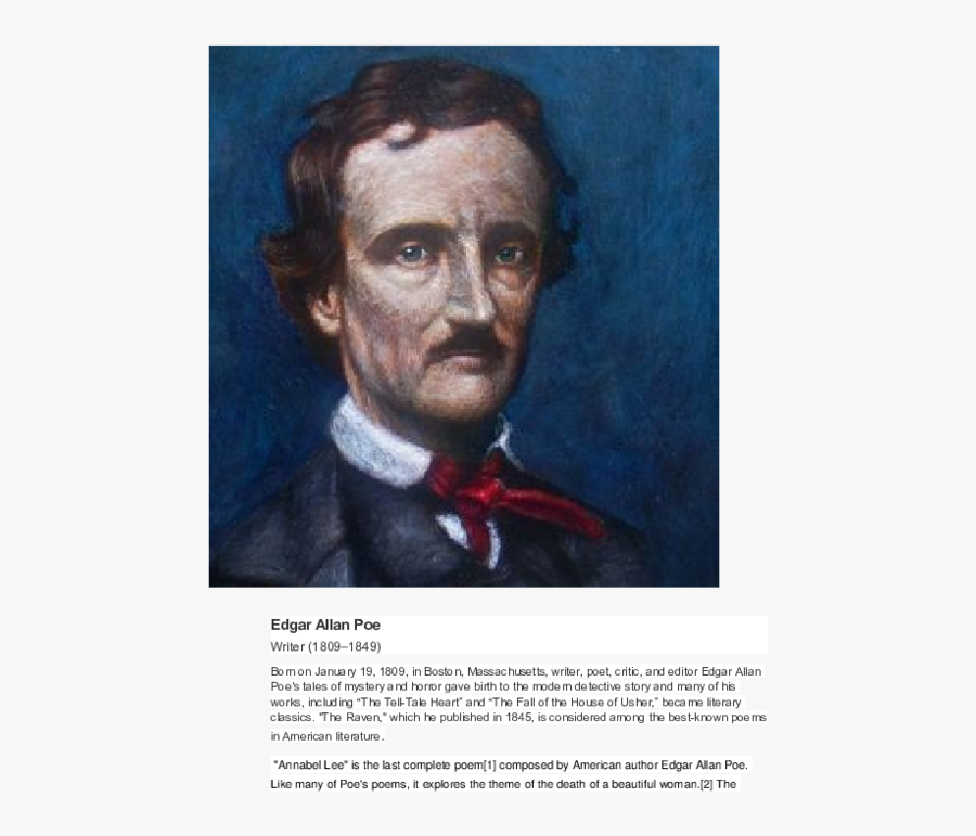 Transparent Edgar Allan Poe Png - Edgar Allan Poe, Transparent Clipart