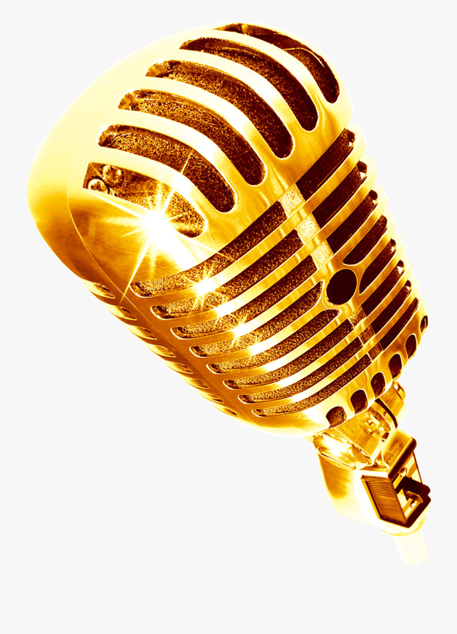 Microphone Clipart Gold - Transparent Background Gold Microphone, Transparent Clipart