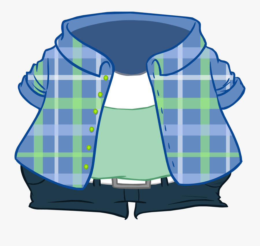 Plaidasaurus Shirt Club Penguin - Club Penguin Plaid Shirt, Transparent Clipart