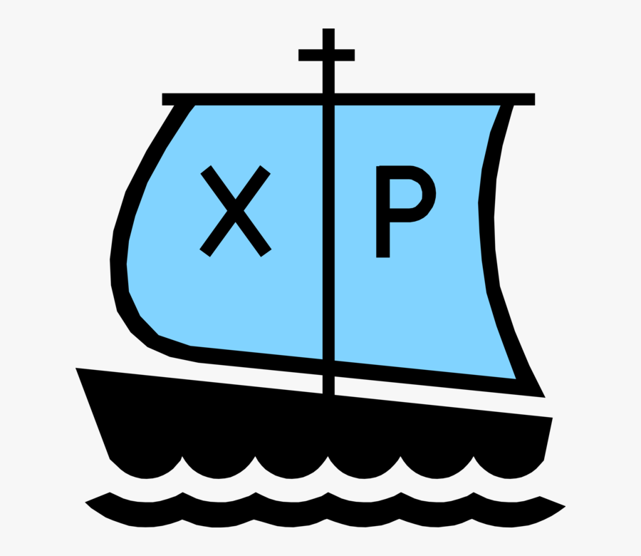 Transparent Chi Rho Png - Christian Symbols With A Boat And Its Name, Transparent Clipart