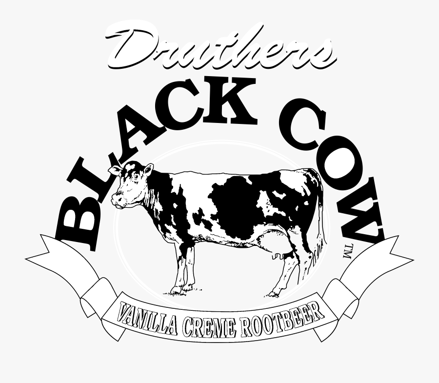 Druthers Black Cow Logo Black And White - Dairy Cow, Transparent Clipart