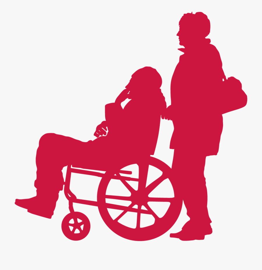 Silhouette Of A Old Man In A Wheelchair - Wheelchair, Transparent Clipart