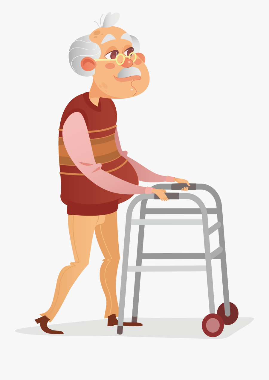 Disability Wheelchair Illustration An Old Man Trained - Old Man On The Wheelchair Cartoon, Transparent Clipart