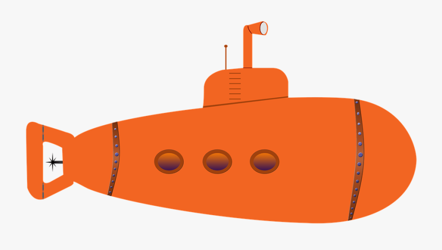 Orange Submarine - Submarine Transparent Background, Transparent Clipart
