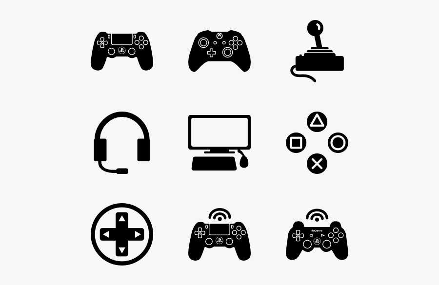 Video Game Controller Icons, Transparent Clipart