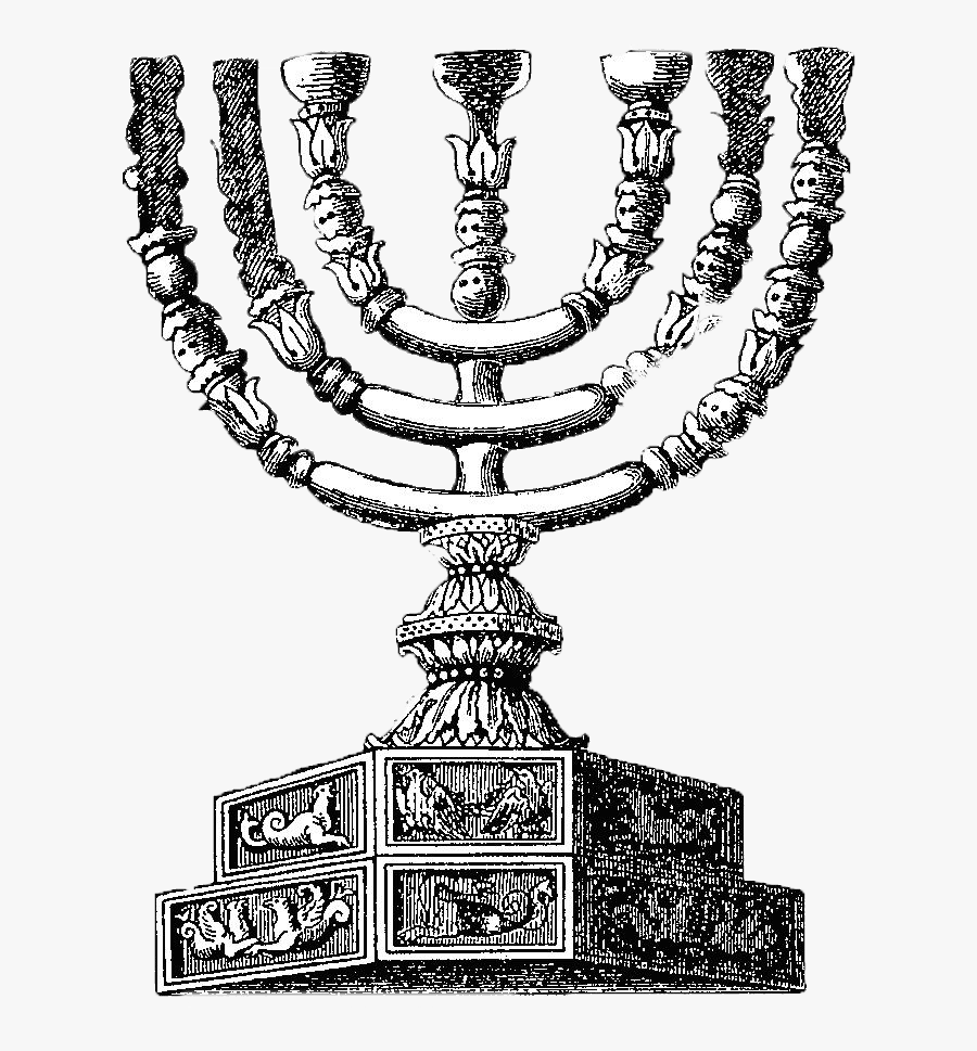 Vintage Menorah Illustration - Drawing Of Temple Menorah, Transparent Clipart