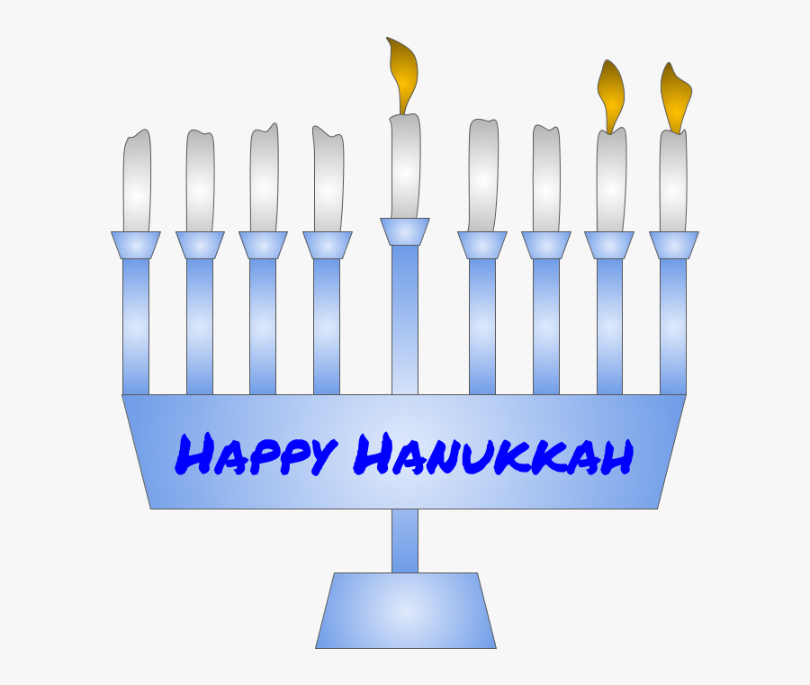 Menorah, Hanukkah, Second Night Candle Lit, Blue - Graphic Design, Transparent Clipart