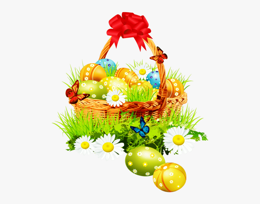 Flower Basket Clipart - Easter Basket Png, Transparent Clipart