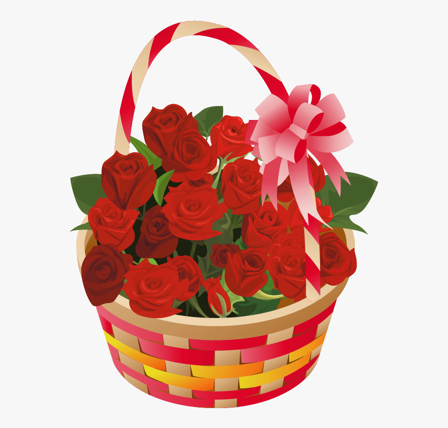Roses Basket Png Clipart - Valentines Day Basket Png, Transparent Clipart