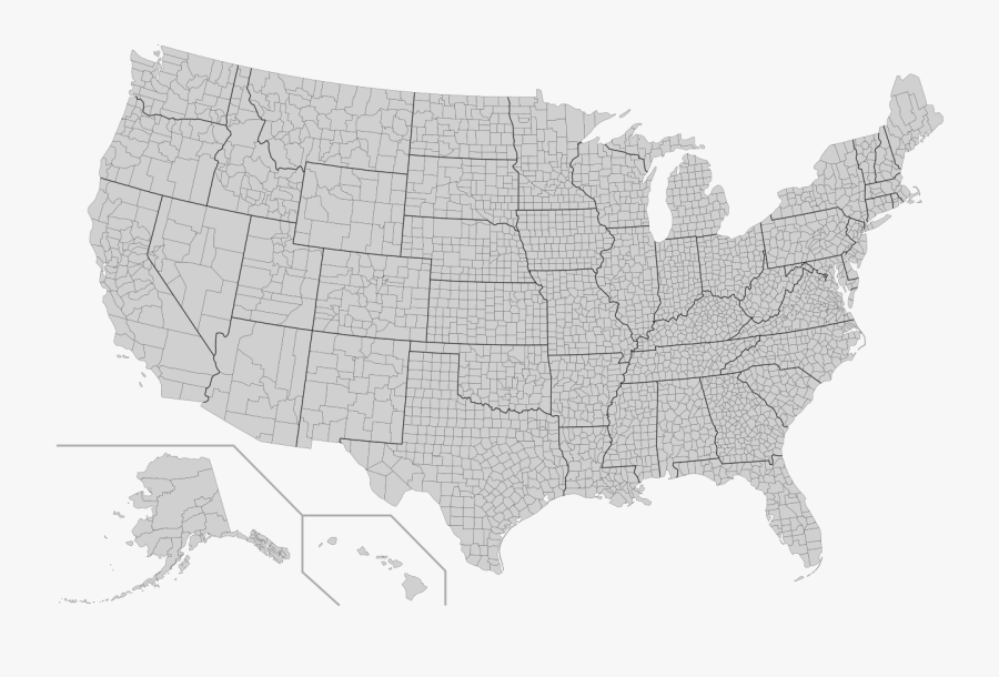 Transparent Blank Map Of Usa Png - All States With In N Out, Transparent Clipart