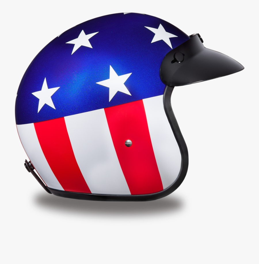 New Daytona Helmets Cruiser- W/ Us Captain America - Blue Flag 4 Stars, Transparent Clipart