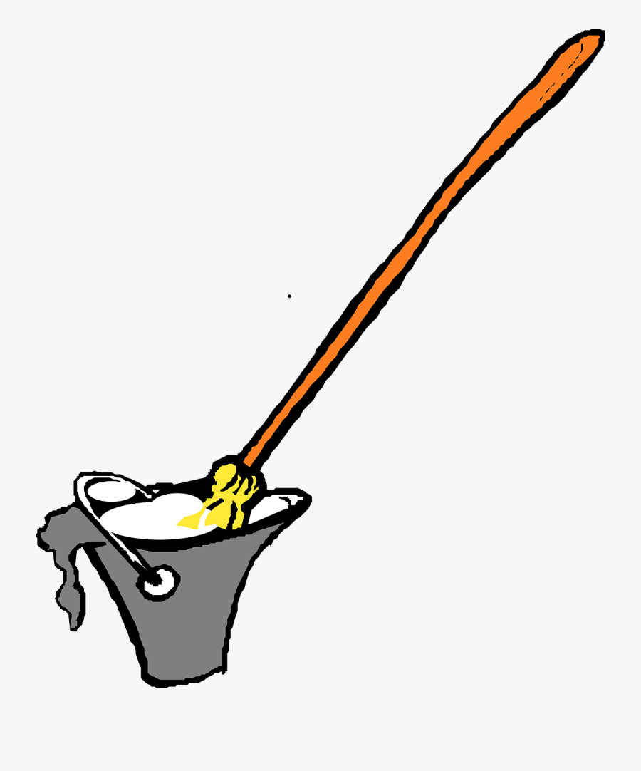 Line,black And White,bucket - Mop And Bucket, Transparent Clipart