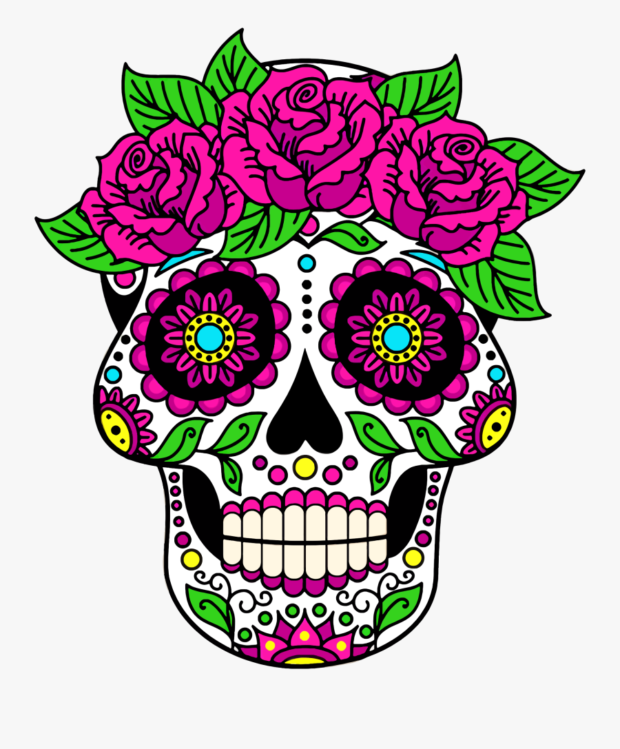 Day Of The Dead Sugar Skull - Sugar Skull Coloring Book For Adults, Transparent Clipart