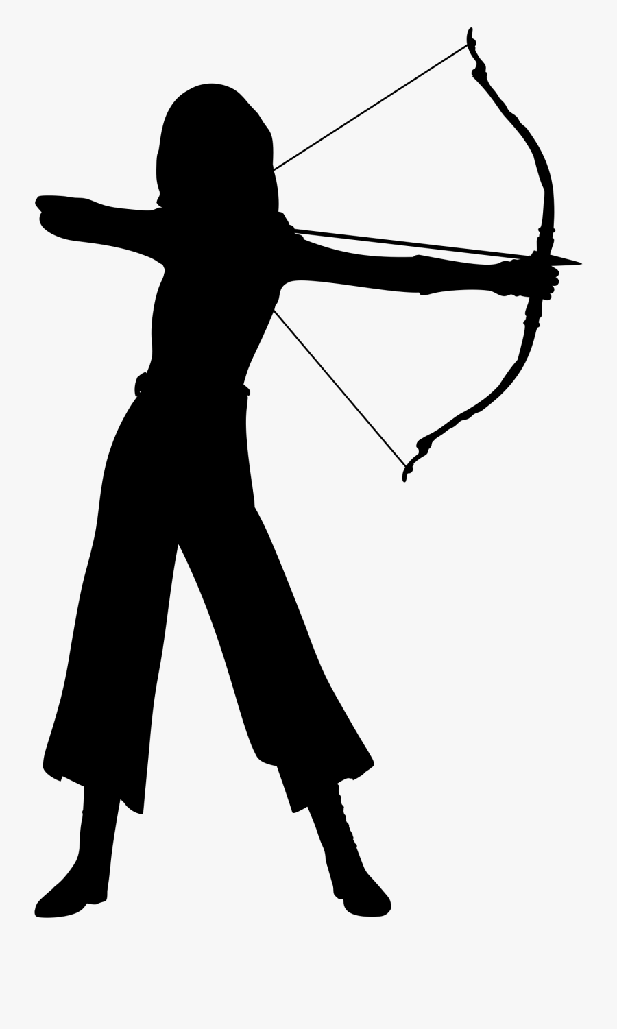 Transparent Bow And Arrow Clip Art - Woman Archer Silhouette Png, Transparent Clipart