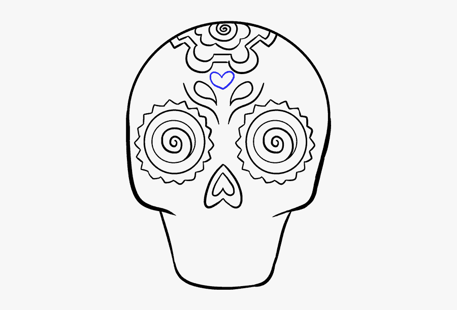 How To Draw A Sugar Skull Step By Step Tutorial Easy - Drawing Sugar Skulls Easy, Transparent Clipart