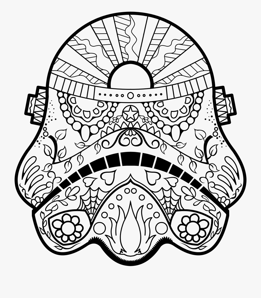 Dark Vader Sugar Skull Coloring Page Az Pages Y O S - Free Printable Starwars Coloring Pages, Transparent Clipart