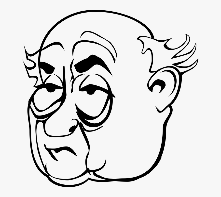 Face, Head, Male, Man, Old Man - Old Man Face Cartoon, Transparent Clipart