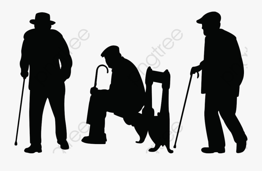 An Old Man Walking Dogs, Man Clipart, Walking Clipart, - Old Man Silhouette Png, Transparent Clipart